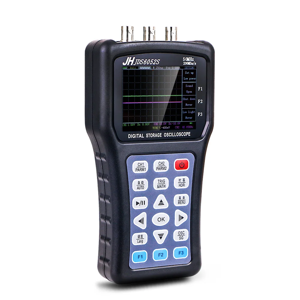 

Jinhan JDS6052S Handheld Digital Oscilloscope Signal Generator 2 Channels 50MHz Bandwidth 200MSa/S 2in 1 5 Languages Display