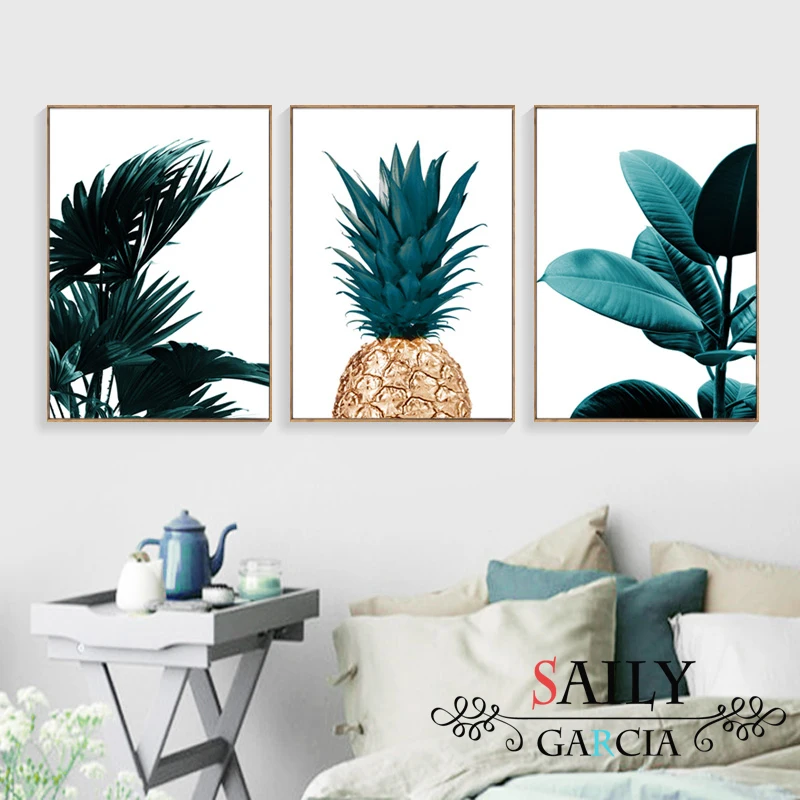 Декор для дома в скандинавском стиле плакат с зелеными растениями ананасами