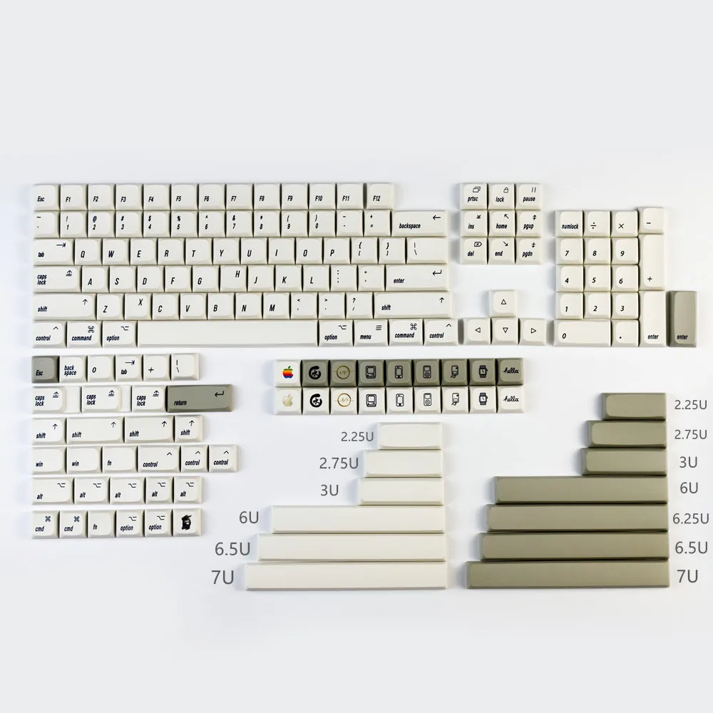 

166 Keys/set White Retro Apple Style PBT Dye Subbed Keycaps For MX Switch Mechanical Keyboard XDA Profile Japanese Key Caps