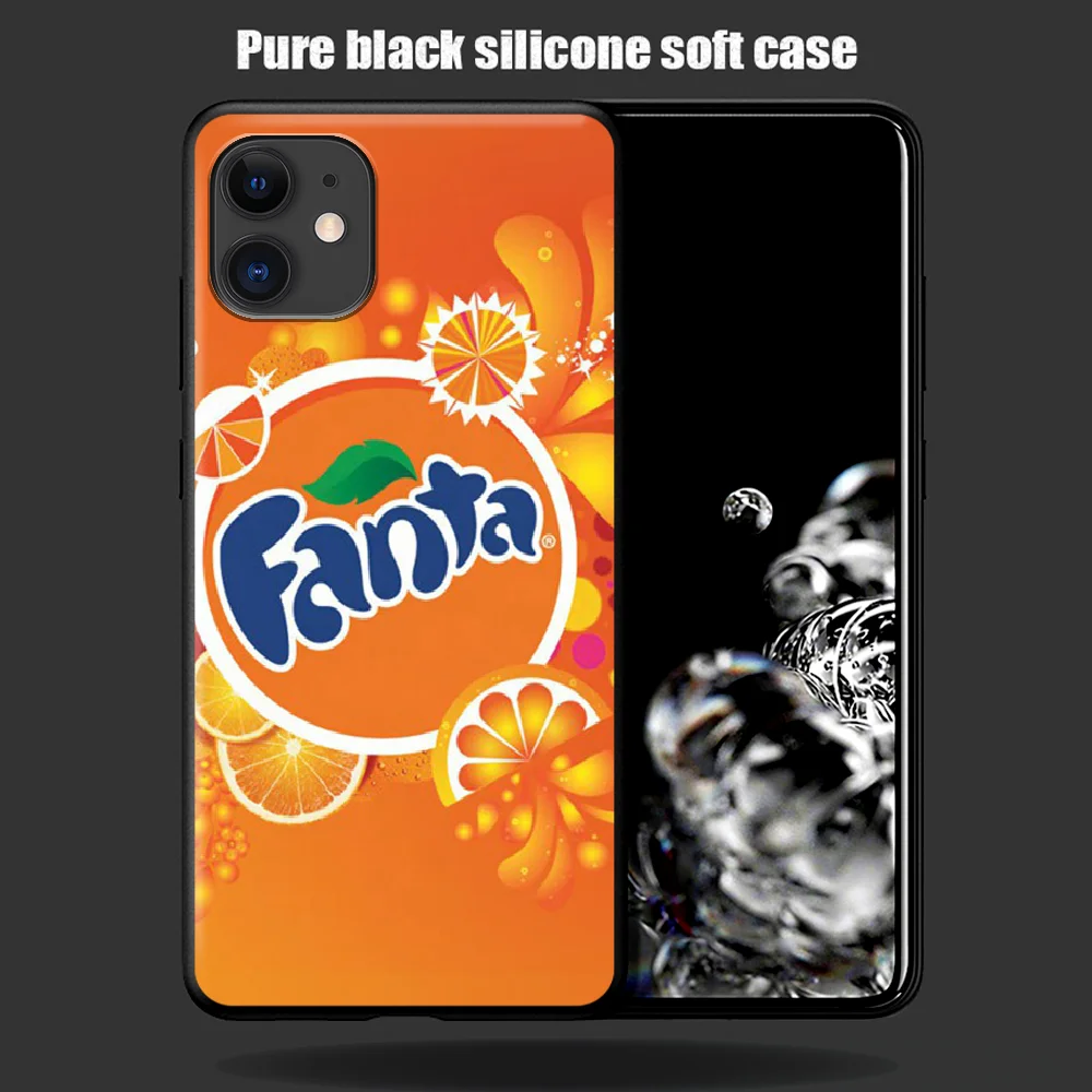 

Fanta Drink Orange Phone Case For Iphone 5 5S SE 2020 6 6S 7 8 Plus 11 12 Mini X XS XR Pro Max black Funda Pretty Shell 3D