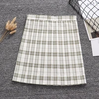 candy bamboo green color geometric lattice pleated skirt bow tie adjust waist pocket