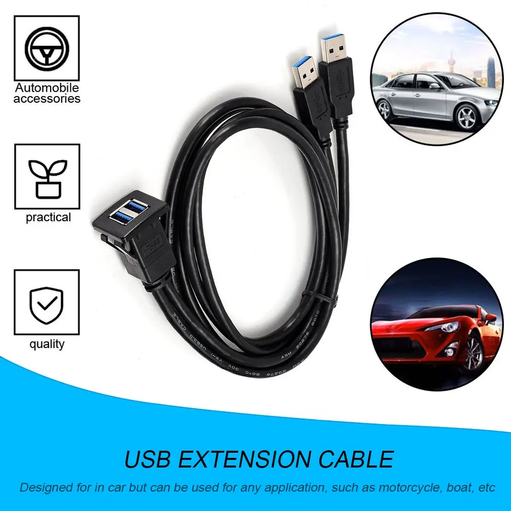 1 м/2 м Разъем Кабель USB 3 0 Авто Флеш крепление штыревой к женскому удлинитель