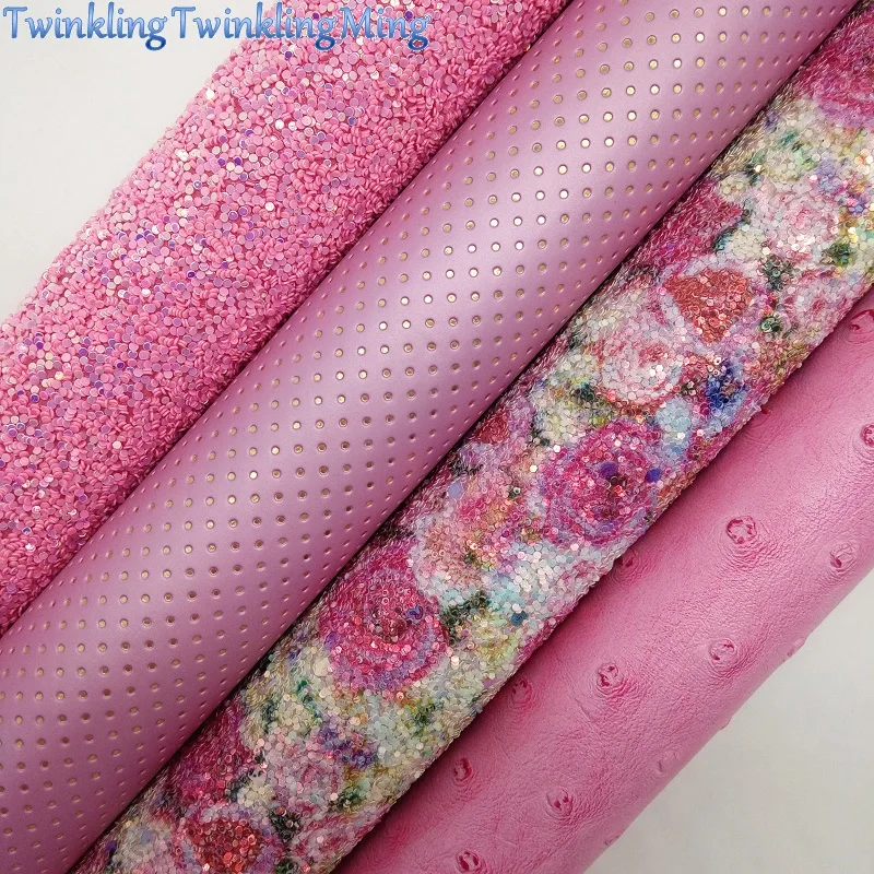 Розовый блеск ткань, искусственная кожа ткань, страусиная Синтетическая кожа ткань листы для лука A4 21x29 см мерцание Ming XM622