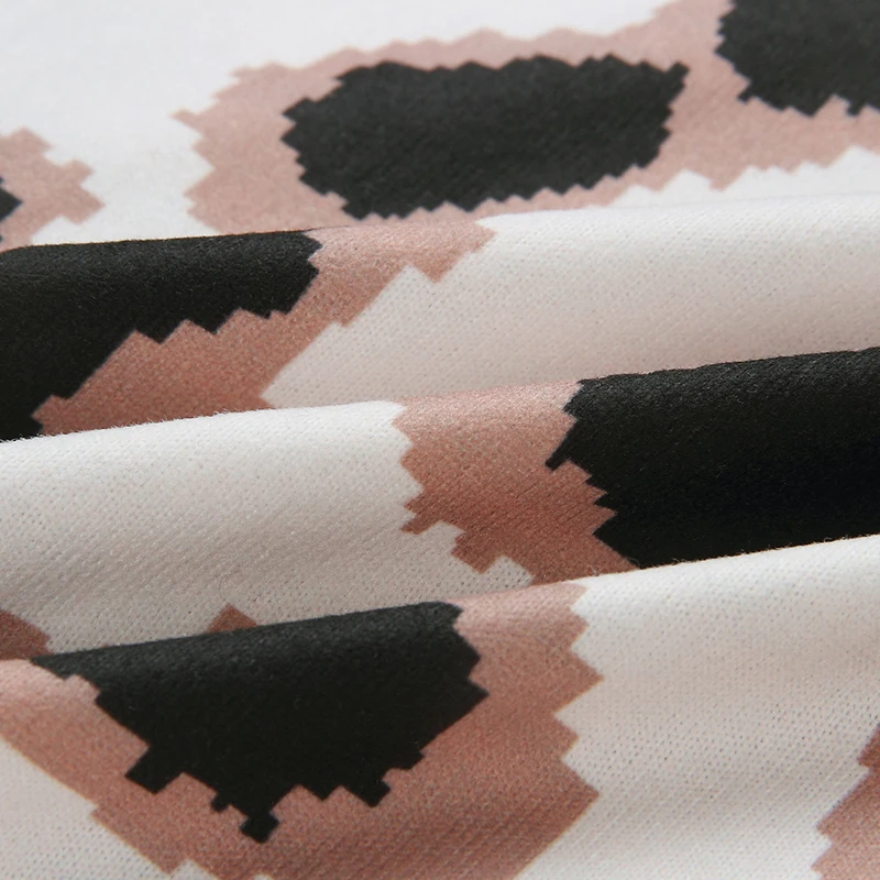 Леопардовый сексуальный осенний свитер с v образным вырезом и перекрестным