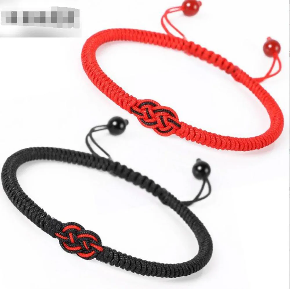 

Couple Red Braid Rope Bracelet Adjustable Handmade Woven Diamond Knot Double Money Knot Hand Rope Bracelets Zodiac Year
