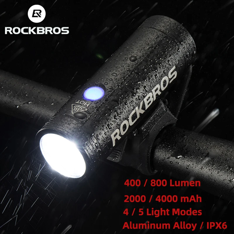 

ROCKBROS Bike Front Light 400/800/1000LM USB Waterproof Bicycle Handlebar Lamp Cycling Headlight Mtb Accessories Bike Flashlight