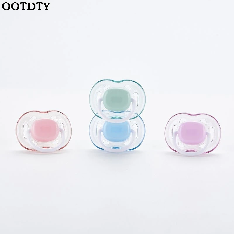 

Baby Silicone Pacifier Soothing Infants Bite Chew Supplies Newborn Comfort Appease Nipple Flat Teat Pacifiers