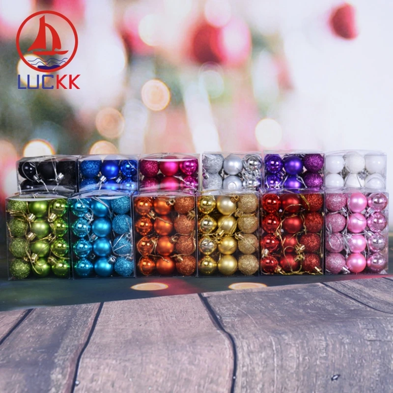

LUCKK 24pcs 30mm Christmas Tree Decoration Balls Set 3 Style Mixed Hanging Party Ornament Drop Pendant Bauble 12 Color Xmas Gift
