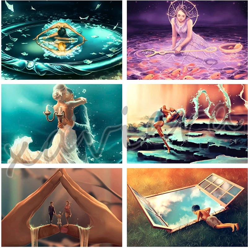 

Xaviera 5D Diamond Painting Figure Fantasy Landscape Full Round Drill Mosaic Cross Stitch Diy Diamond Embroidery Handmade Gift