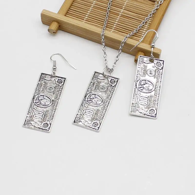 Популярные очаровательные серьги с кулоном в форме монеты ожерелье стиле ретро