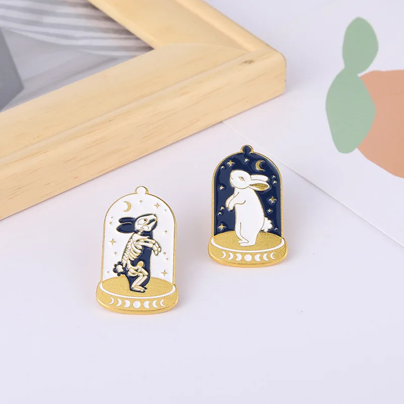 Cartoon Glass Mouse Brooch Pin Sweet Alloy Animal Enamel Pins Skull and White Rabbit Backpack Badge Children's Gift Jewelry | Украшения