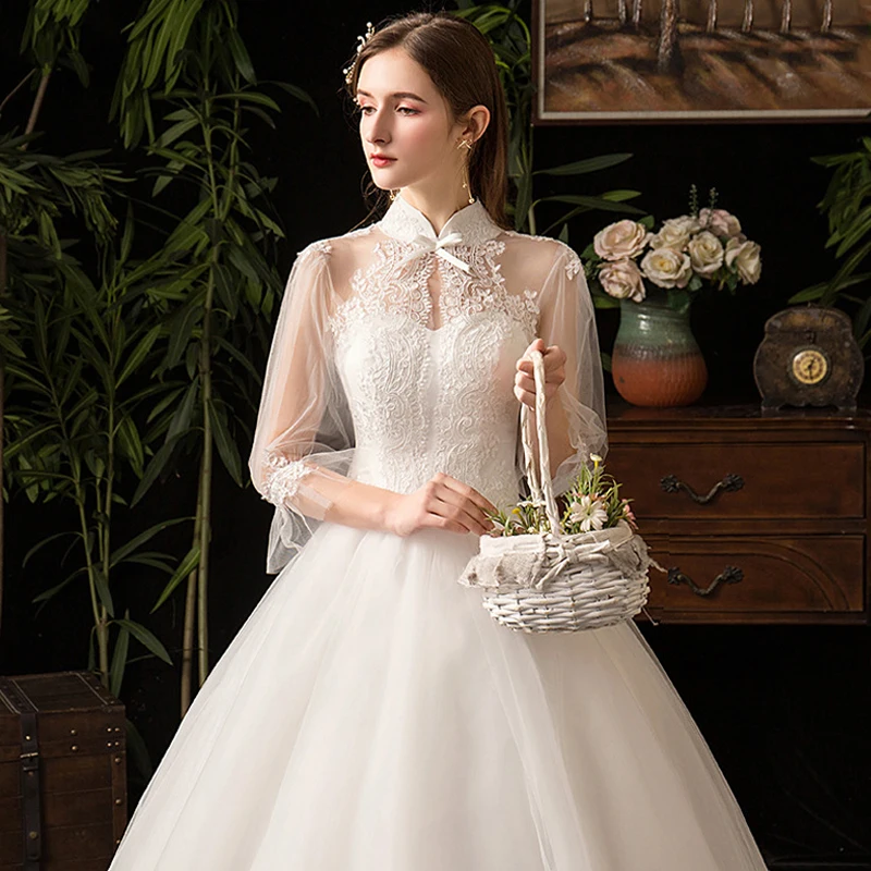 Свадебные платья Новинка 2019 г. Mrs Win роскошное кружевное вышитая бальное платье на