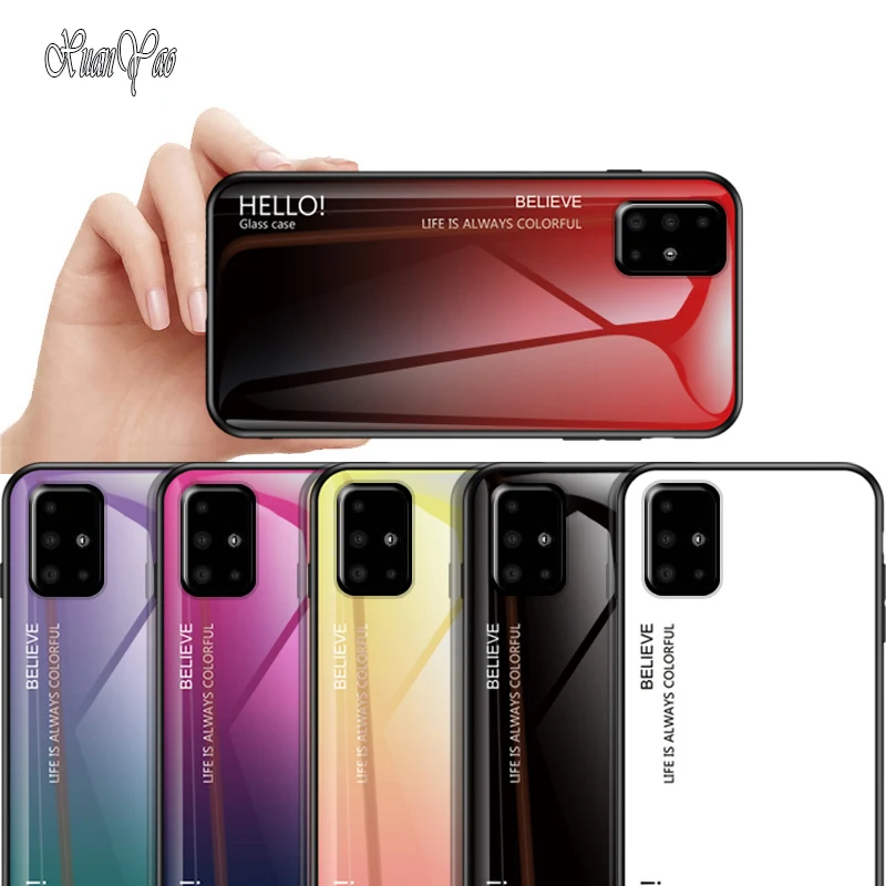 

XUANYAO Phone Cases For Galaxy A71 Case Glass Back Cover Coque For Samsung Galaxy A71 Cover Case Silicone Soft Edge Silicon Case