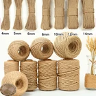 Натуральный джут для вязания, винтажный джутовый шпагат, макраме, шнур для рукоделия, ремесла сделай сам, садовый гамак, домашний декор 1-14 мм