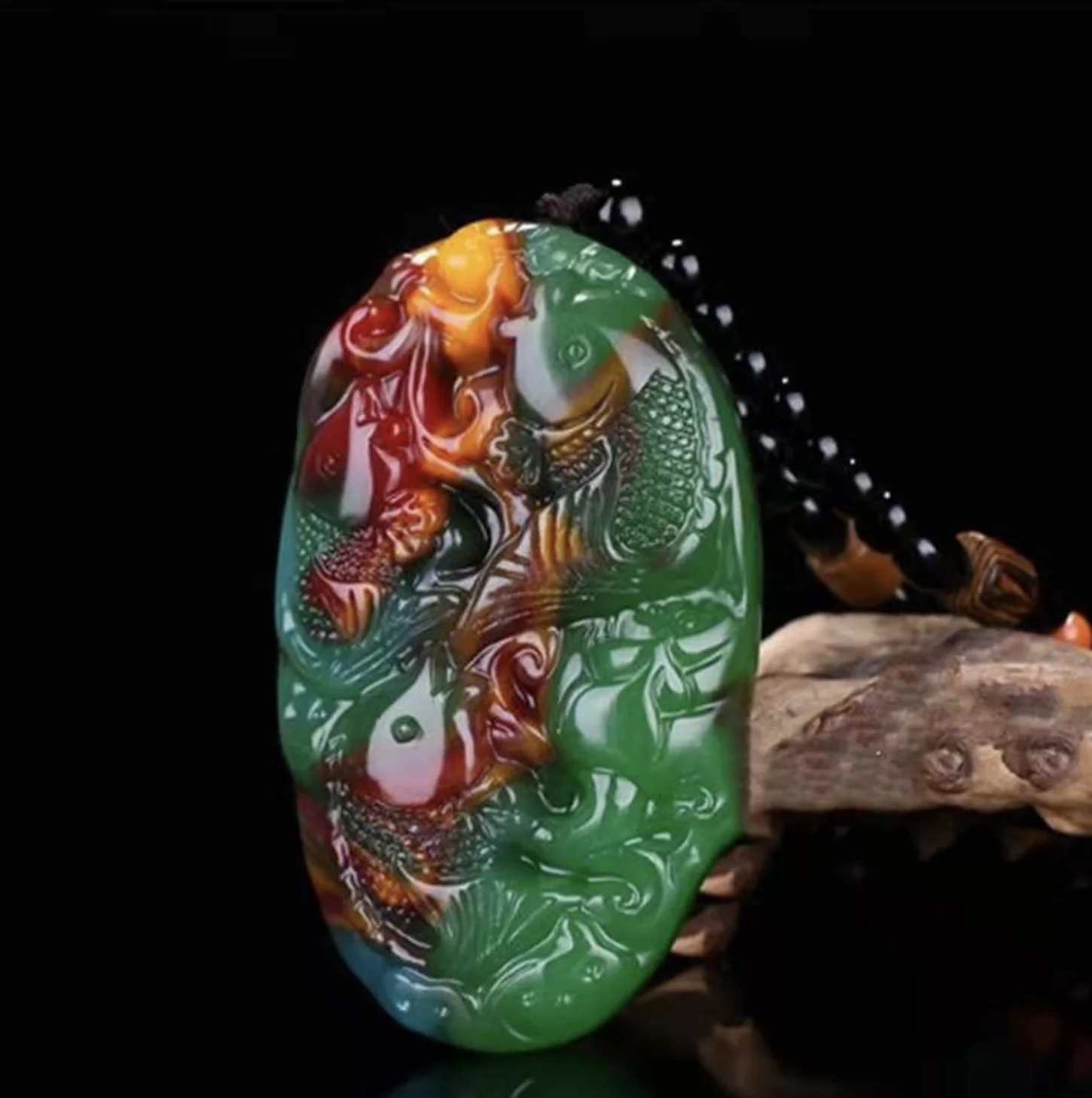 Натуральный красочный зеленый нефритовый кулон ручной работы рыба нефритовые