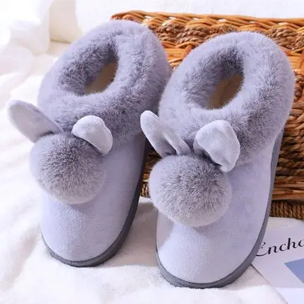 

Cotton slippers women winter bag with home interior thick bottom plus velvet cute plush shoes slippers women winter