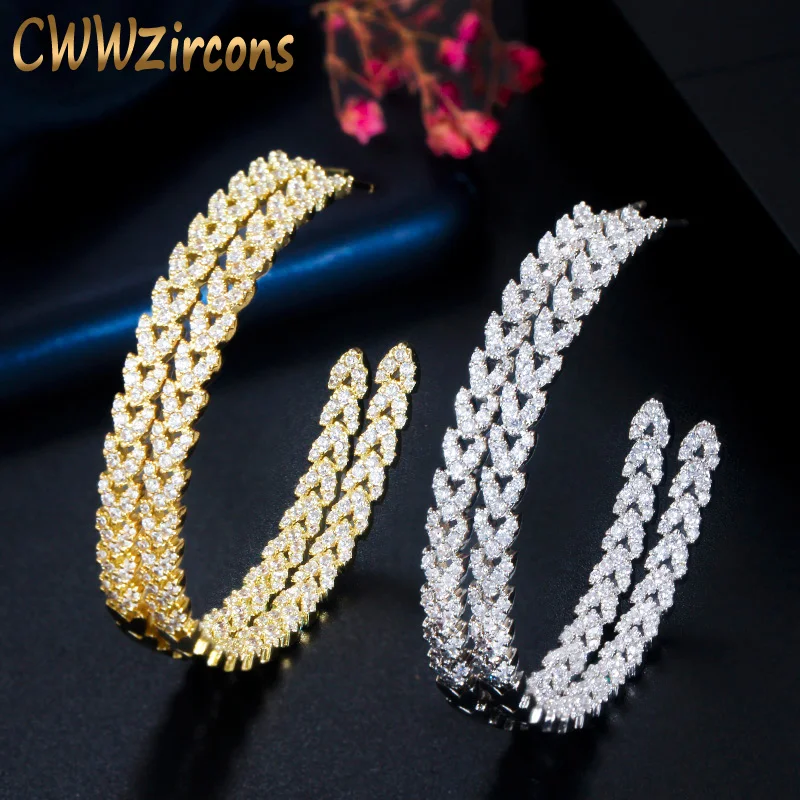 Женские полукруглые серьги CWWZircons большие свадебные кольца для вечеринки из