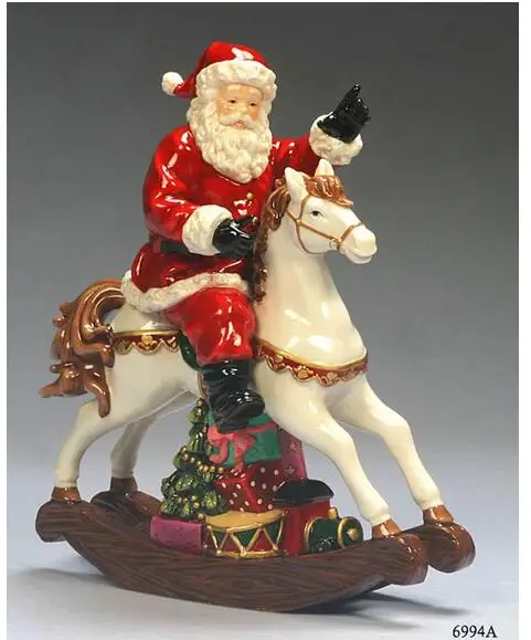 Из американской керамики ремесла Санта Клаус для верховой езды качающаяся
