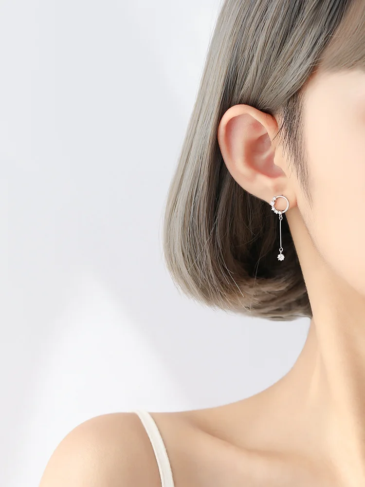 Серьги женские Асимметричные из серебра 925 пробы|Серьги-подвески| |