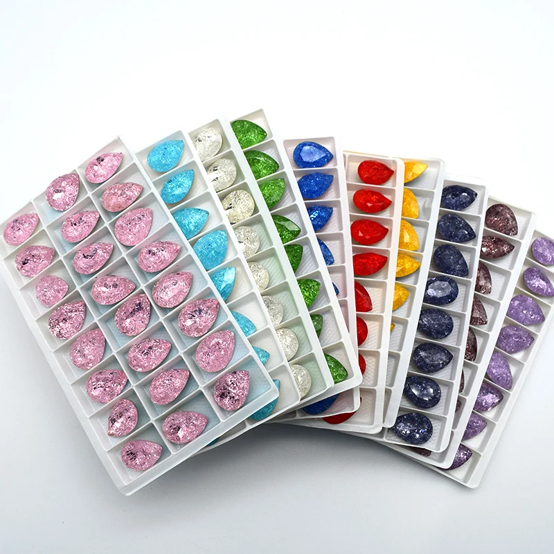 Новое поступление каплевидный стеклянный кристалл Ледяной цветок клей на Стразы