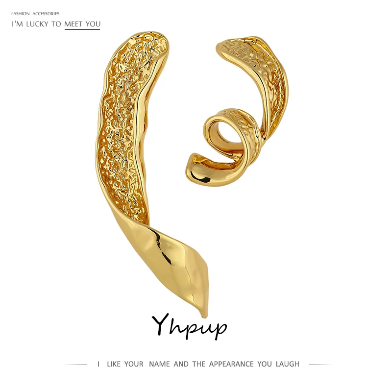 Серьги-гвоздики Yhpup неправильной формы из металла женские асимметричные медные