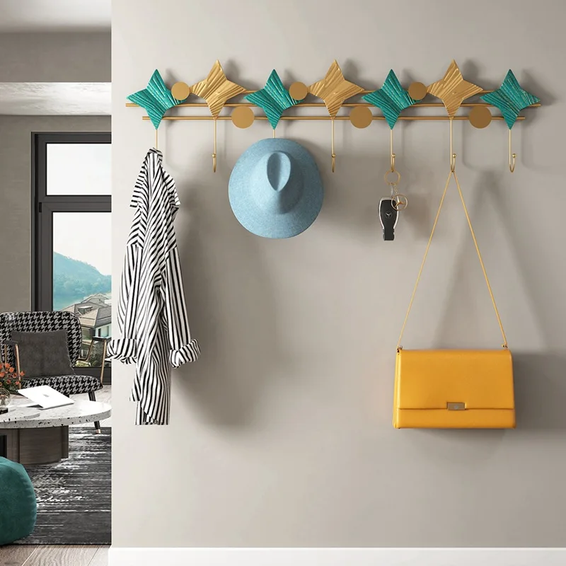 

Porch Creative Decoration Key Hook light luxury Wall Hanging Clothes Hat Rack Behind The Door Punching Free Diamond Clothes Hook