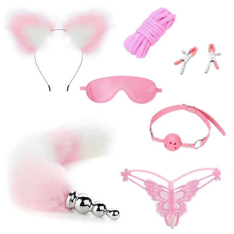 

Сексуальный комплект из 7 предметов, интимный продукт, зажим для сосков, зажим для сосков, обвязочная веревка, кожаная обвязка, товары для вз...