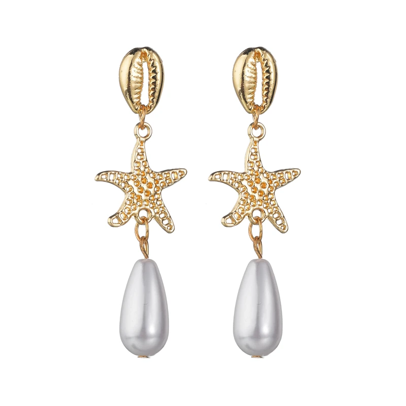 Женские серьги-капельки с искусственным жемчугом золотого цвета | Украшения и