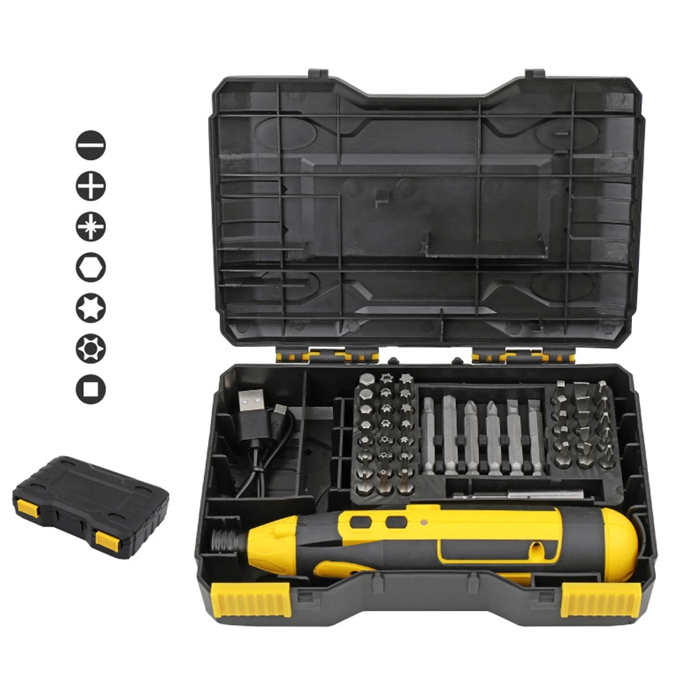 

Portable Electrical Screwdriver Set Cordless 4V Electric Drill USB Rechargeable Carbide Drill Handle Bit Set Drill with LED