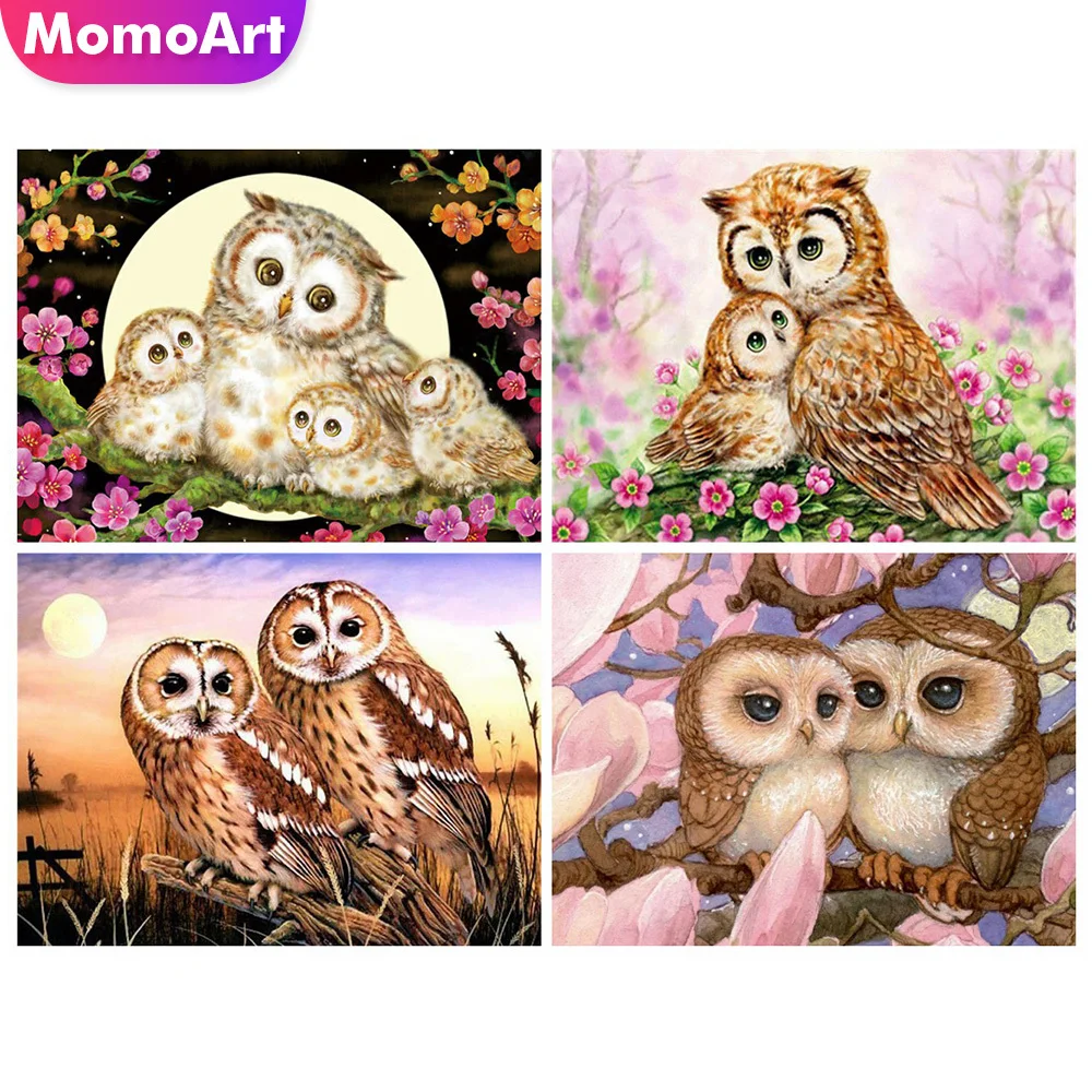 

MomoArt Алмазная вышивка сова картина стразы Алмазная мозаика цветок животное подарок ручной работы декор для дома