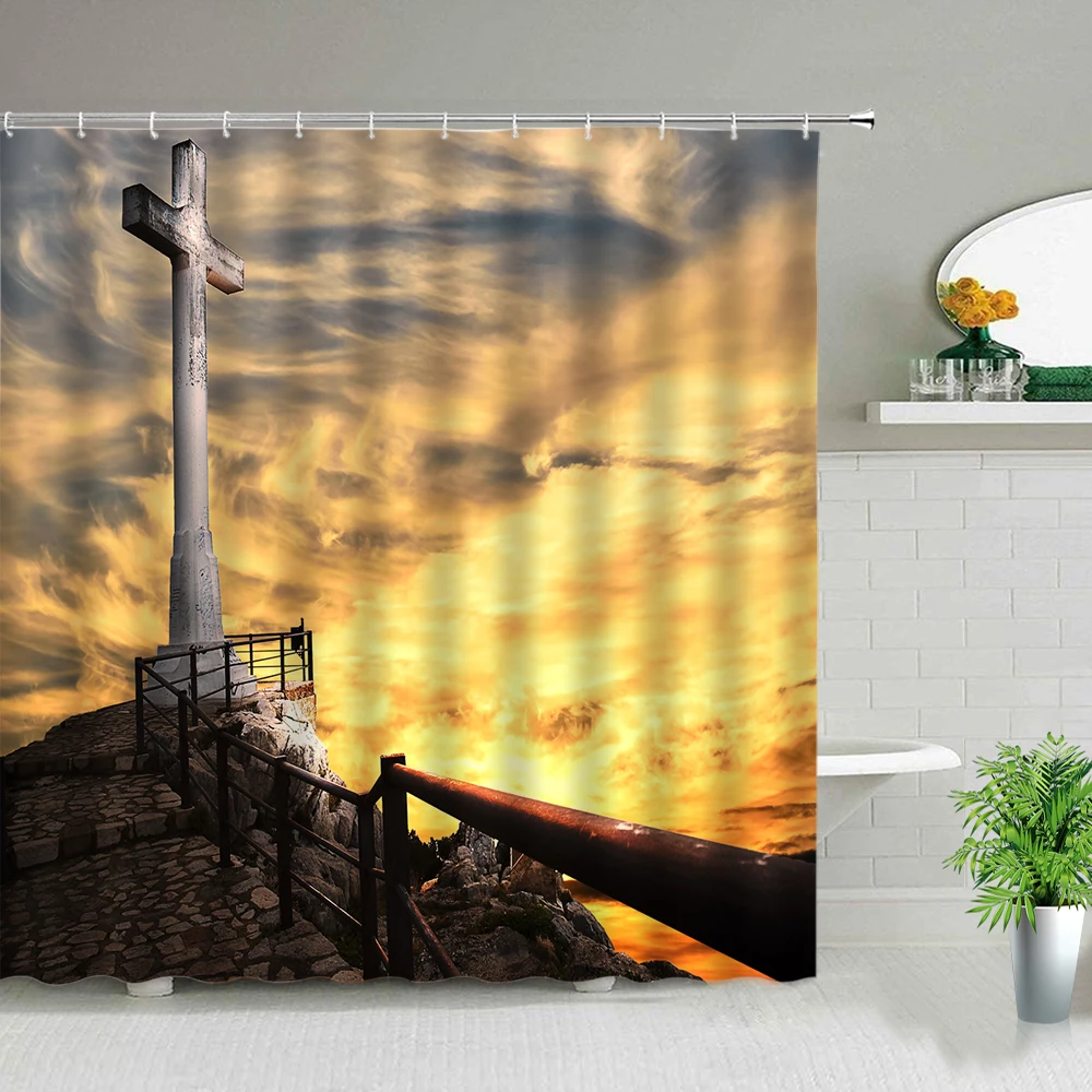 

Cartoon Rabbit Shower Curtains Easter Colored Eggs Children Bathroom Screen Decor Waterproof Wall Hanging Curtain Home Decor Set