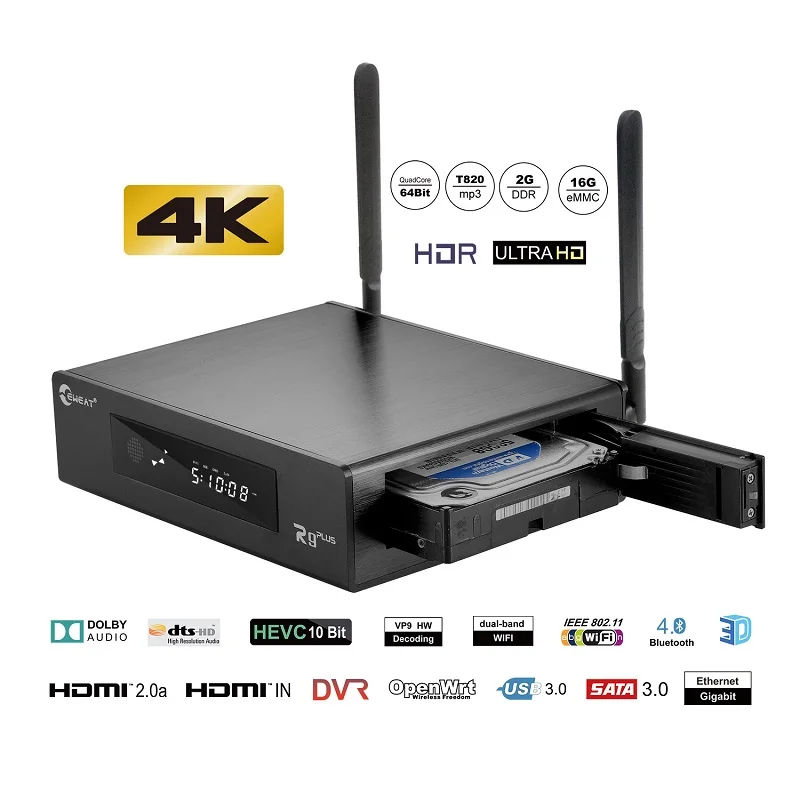 Медиапроигрыватель Move 4K EWEAT R9PLUS с HDR10 2 4/5 8G Wifi BT4.0 USB3.0 HDD четырехъядерный процессор