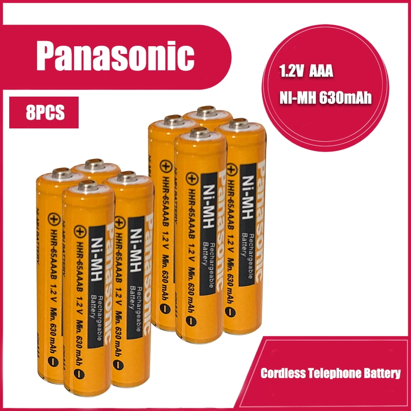 8 шт. оригинальный Panasonic AAA 1 2 в 630 мА/ч перезаряжаемая батарея NiHM зарядка 1200