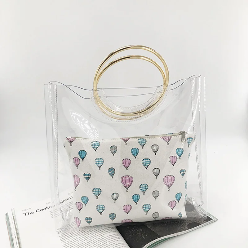 Богемные пляжные сумки 2 шт. женская прозрачная сумка из ПВХ прозрачные женские