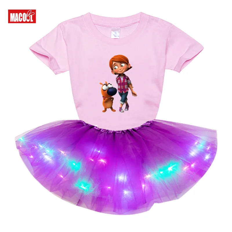 

Girl Party Dress Girls Fashion Light LED Tutu Dress+t Shirt 2pcs Set Girls 2-7st Birthday Outfits Toddler Girl Boutique Clothing