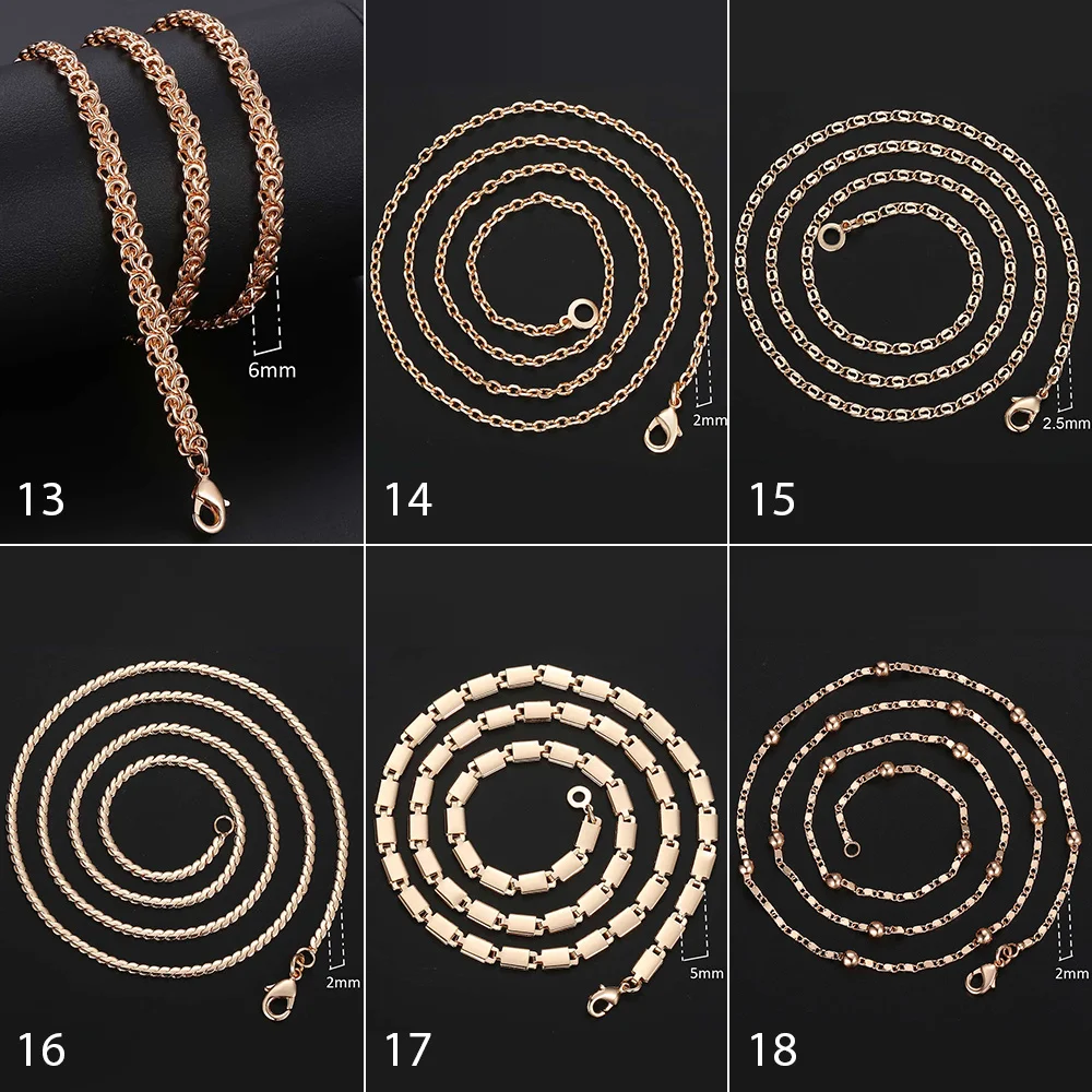 

Vintage Necklace For Women Men 585 Rose Gold Venitian Curb Snail Foxtail Link Chains Necklace Fashion Jewelry 50cm 60cm CNN1