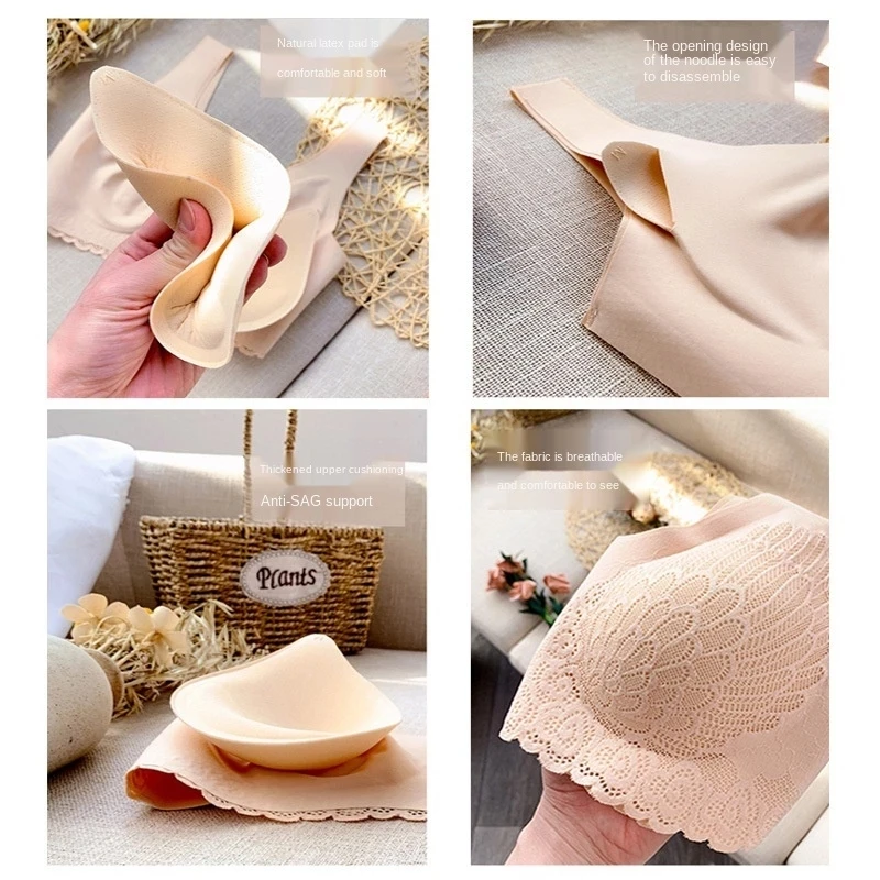 

Dropshipping Vip Link 3pcs Latex Bra Seamless Bras For Women Underwear BH Push Up Bralette With Pad Vest Top Bra