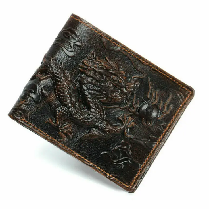 Кошелек двойного сложения Dragon Brown мужской кошелек из натуральной воловьей кожи
