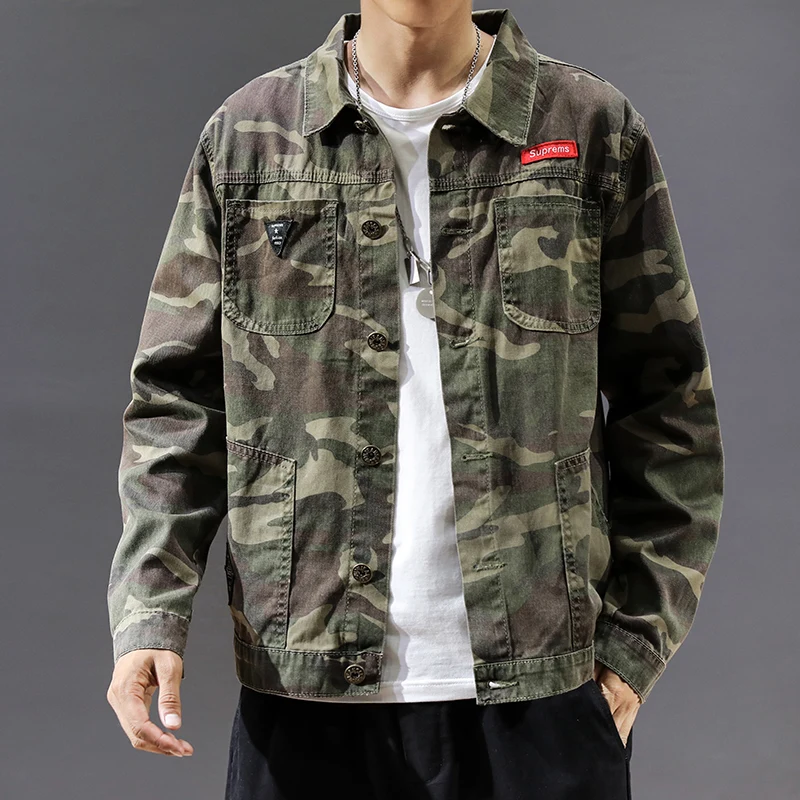 Повседневные куртки мужские черные камуфляжные хлопковые уличные военные