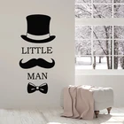 Наклейка на стену в комнату для мальчиков, Виниловая наклейка, шляпа с усами, аксессуары для украшения дома, декор для детской спальни, плакат с галстуком-бабочкой