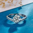 Кольцо женское из серебра 925 пробы, с муассанитом, 1-2 карата