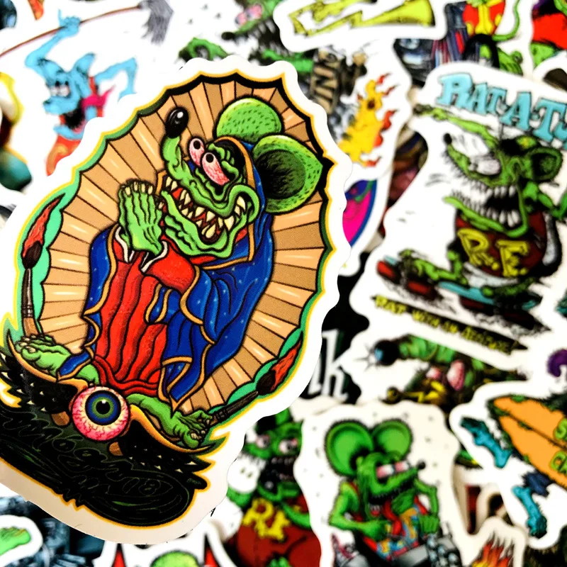 50 шт. крыса Фин Стикеры s Ratfink ПВХ автомобиля для чемодан скейтборда холодильник