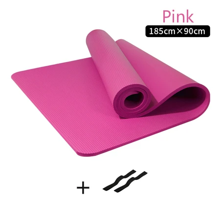 2pcs pink 185*90 см увеличенный Коврик для йоги 15 мм утолщенный NBR коврик для фитнеса Для Йоги начинающих мужской коврик для спортзала нескользящий коврик для бодибилдинга - Цвет: 2pcs pink
