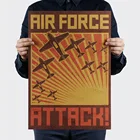 Винтажный постер из крафт-бумаги времен Второй мировой войны, боевой боец ВВС, наклейка на стену для бара, комнаты, персональный декор 51x35,5 см