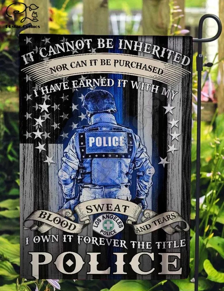 Полицеский домашний флаг и Садовый белый простой термотрансферный подвесной