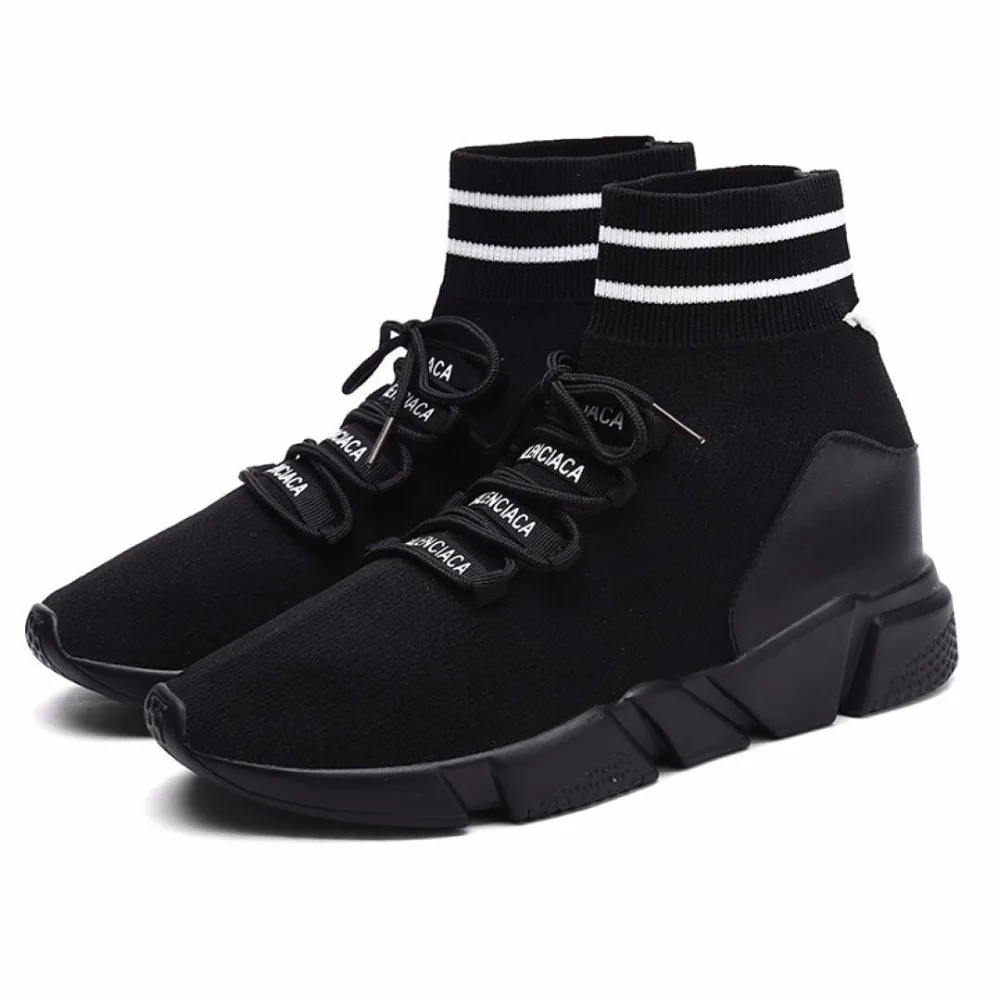 Fashion Casual Shoe For Men 2018 Weaving Fly Breathable Mesh Black Slipon Shoes Lover Couple Trainers Sneakers Mens Human Race |