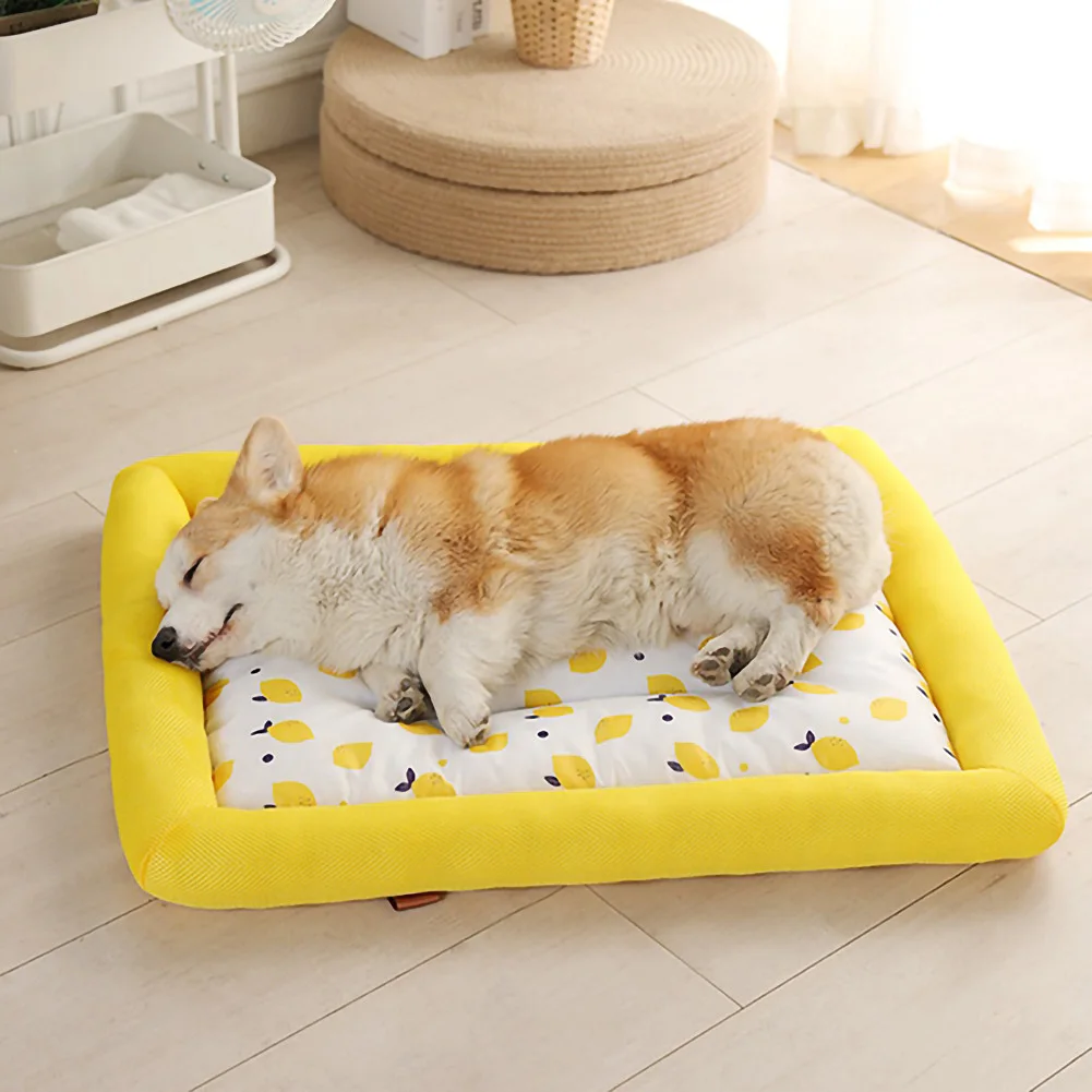 

Summer Cooling Bed Cushion Pet Puppy Ice Pad Nest Cold Sleeping Mats Bite Resistant Cat Dogs Kennel Ice Silk Mattress