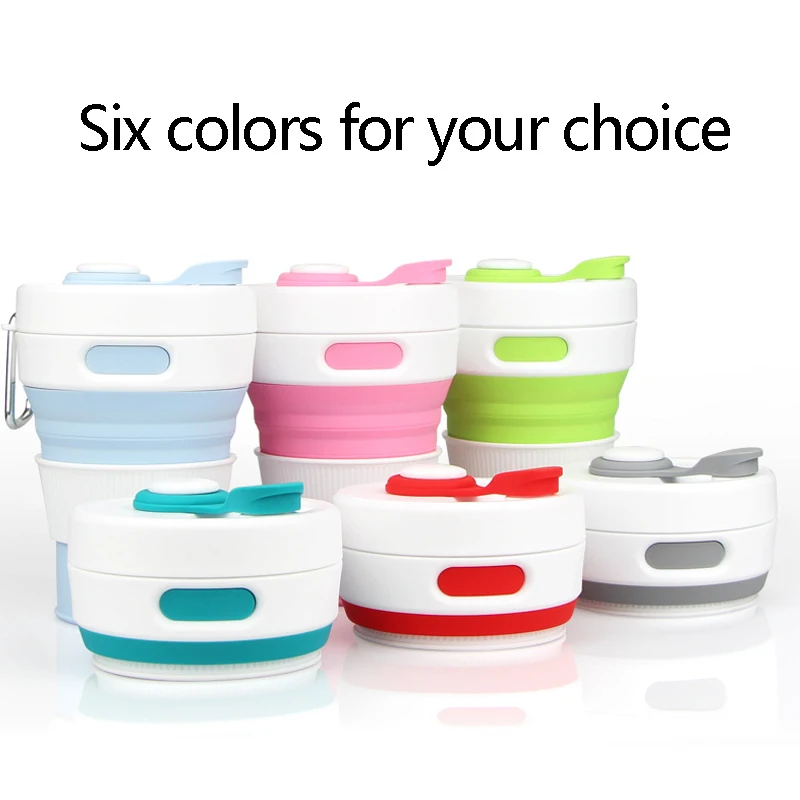 

450ml Folding Cup Silicone Portable Water Bottle Sport With Silicone Straw Coffee Cup Mug Drinking Collapsible Foldable Camping