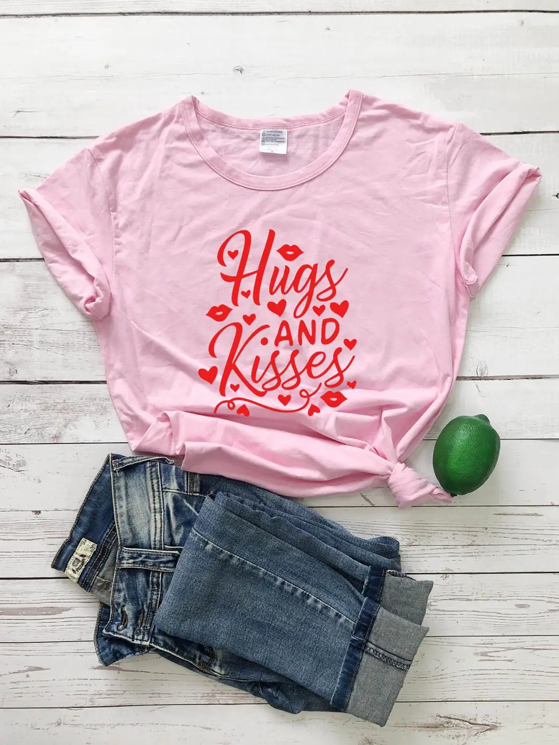 

Heart Graphic Funny Cute Kawaii Grunge Tumblr Camisetas Aesthetic Valentine's Day Tees Quote Tops Hugs and Kisses T Shirt