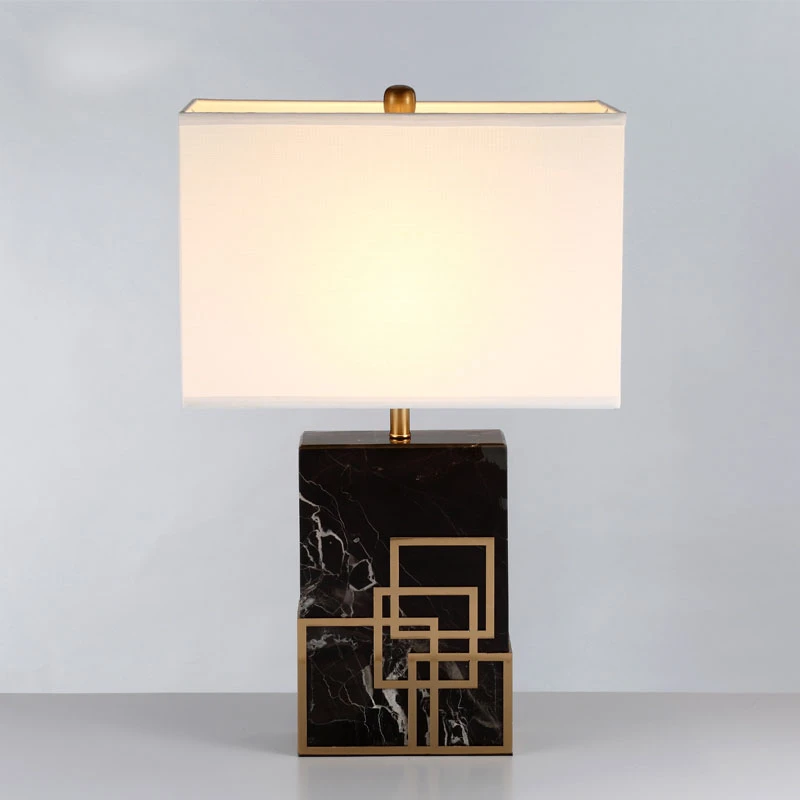 Китайский стиль настольная лампа мраморный Настольный светильник Ткань Абажур